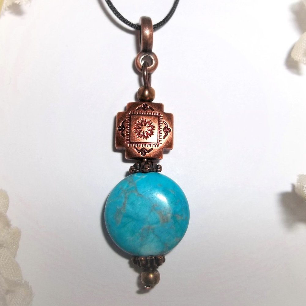 Southwestern Necklace, Turquoise, Necklace, Blue and Copper Necklace, NWT 8078